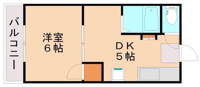 プライマリー九工大南(1DK/1階)の間取り写真