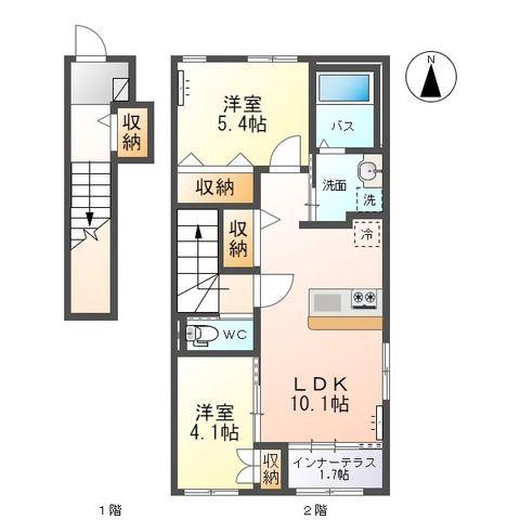 ベル シエル(2LDK/2階)の間取り写真