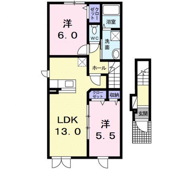 ザ グランデ和徳館(2LDK/2階)の間取り写真