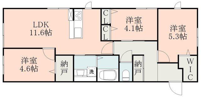 ファビュラス(3LDK/1階)の間取り写真