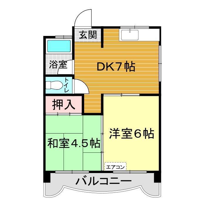 フェリス火の山公園(2DK/4階)の間取り写真