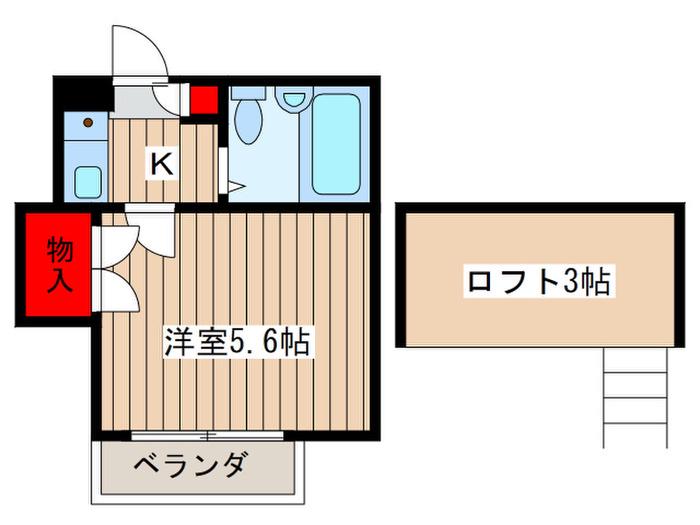 ハイツひらまつ十条(1K/2階)の間取り写真
