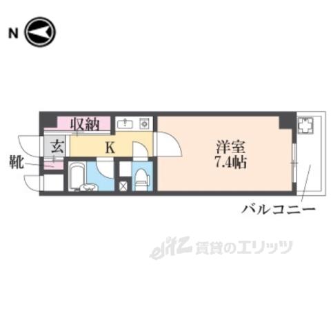 ハビタビリス2(1K/4階)の間取り写真