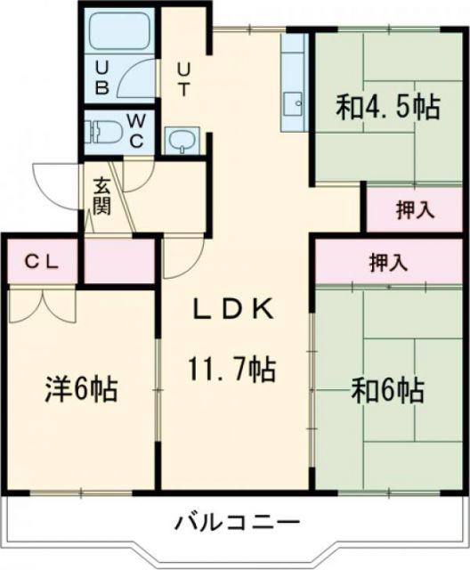 マンションTSU(3LDK/2階)の間取り写真