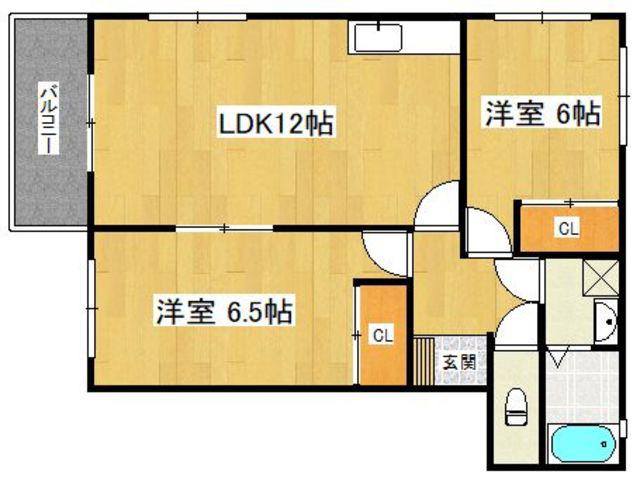 プリーマ・ルーチェB棟(2LDK/2階)の間取り写真