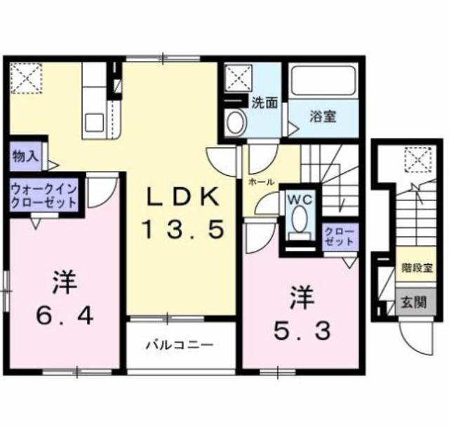 サンライトテラスK・S(2LDK/1階)の間取り写真