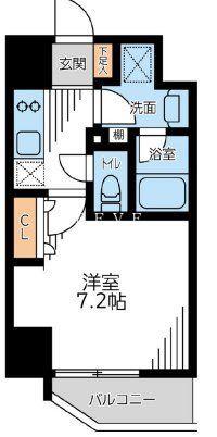 ザ・パーククロス門前仲町(1K/7階)の間取り写真