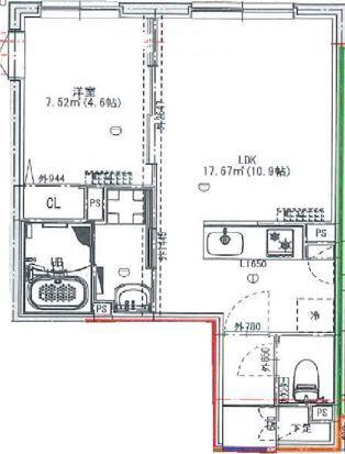 CROSTONE成増(1LDK/2階)の間取り写真