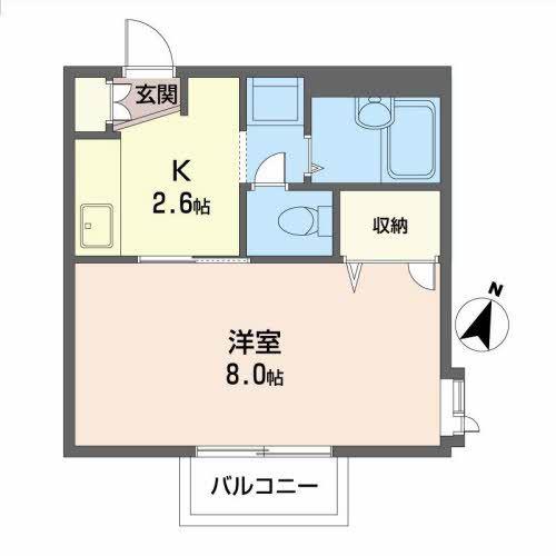 アーバンハイツ西中田(1K/2階)の間取り写真