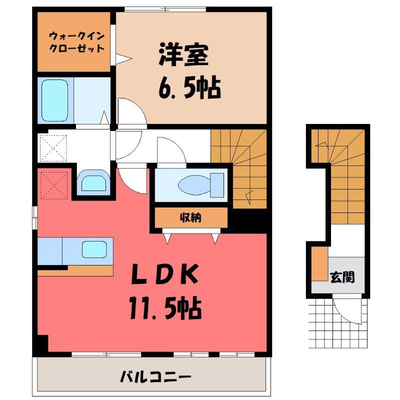 ジェントリーII(1LDK/2階)の間取り写真