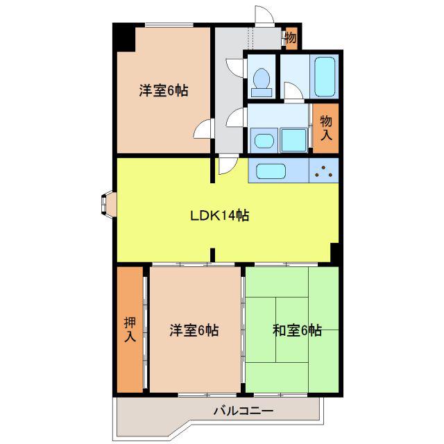 レジデンス栄光(3LDK/4階)の間取り写真