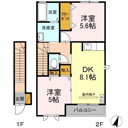 シャーメゾン コンフォール(2DK/2階)の間取り写真