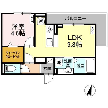 D CREST 田沼3丁目(1LDK/2階)の間取り写真