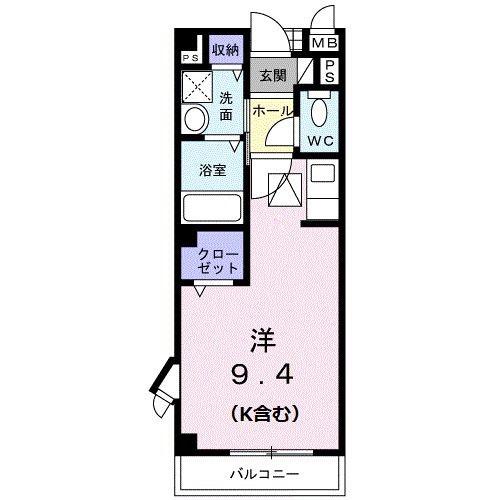 アルカディア(ワンルーム/1階)の間取り写真