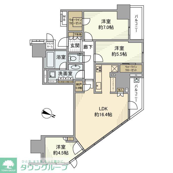 ブランズ横浜(3LDK/12階)の間取り写真