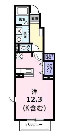 プリーマKII(ワンルーム/1階)の間取り写真
