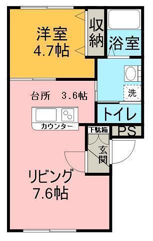 リバティ椿(1LDK/1階)の間取り写真
