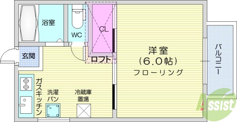 越路第一コーポナバタ(1K/1階)の間取り写真