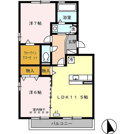 グランドソレーユ(2LDK/2階)の間取り写真