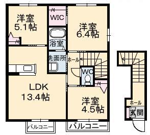 グランフォ一ト A(3LDK/2階)の間取り写真