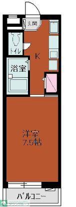 プレサージュ草加(1K/2階)の間取り写真