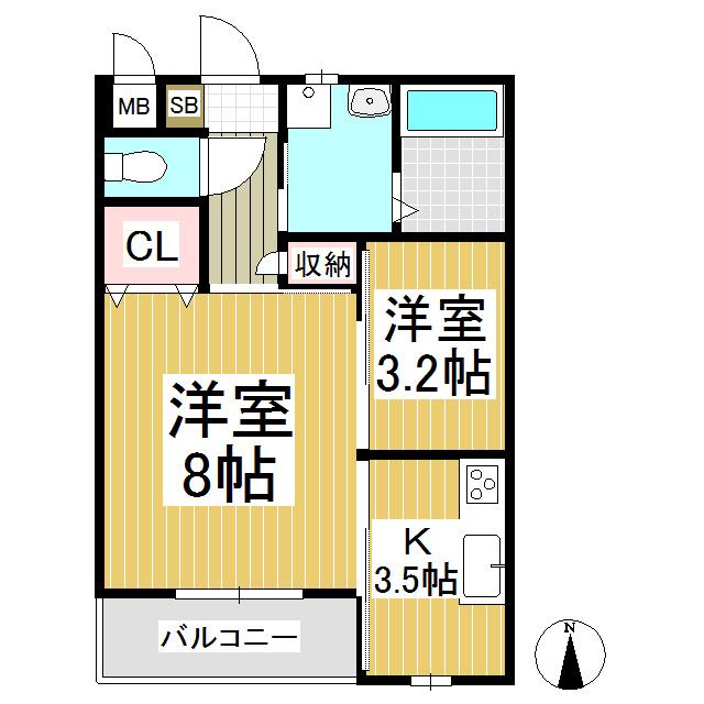 フラッツ幸A棟(1SK/1階)の間取り写真