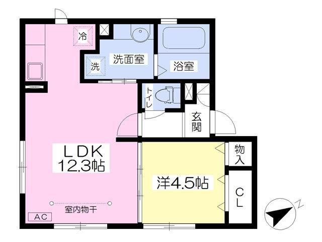 サンモール飯島(1LDK/1階)の間取り写真