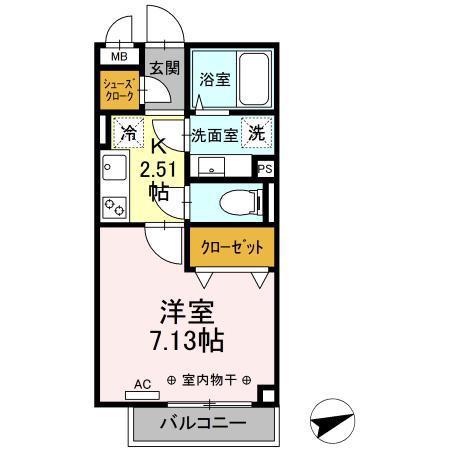 プレシャスコート聖蹟(1K/3階)の間取り写真