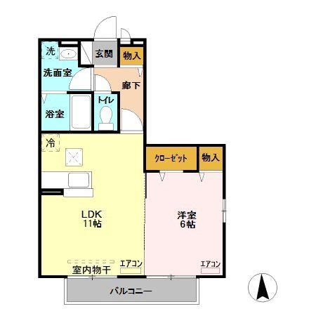 ピア フローラ(1LDK/2階)の間取り写真