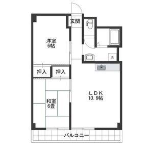 森産ビル(2LDK/4階)の間取り写真
