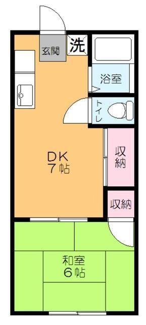 サンライズアパートメントA棟(1DK/1階)の間取り写真