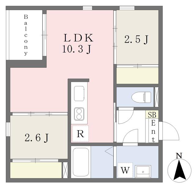 KIRARI長町(2LDK/2階)の間取り写真