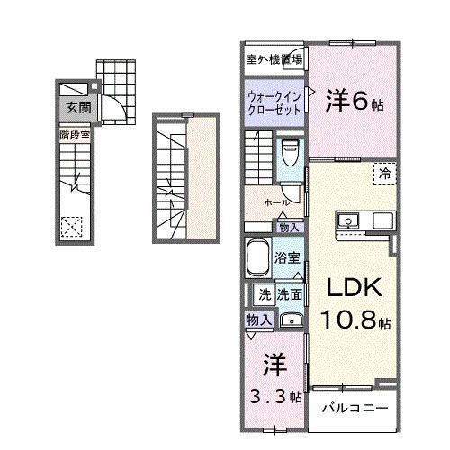 ヒカルサ清水本町(2LDK/3階)の間取り写真