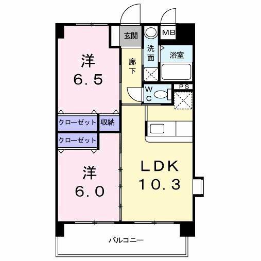 エヴァーグリーンN(2LDK/7階)の間取り写真