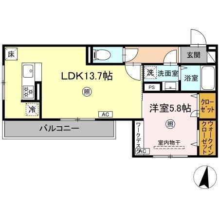 サニーサイド幸町(1LDK/1階)の間取り写真