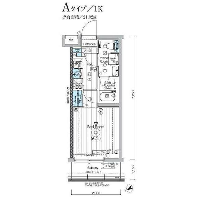 MAXIV横浜青葉(1K/2階)の間取り写真