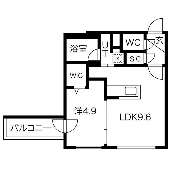 オリゾンテ円山公園(1LDK/4階)の間取り写真