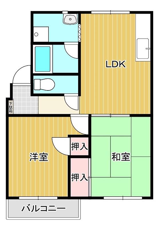 サンヴェルジュIII(2LDK/2階)の間取り写真