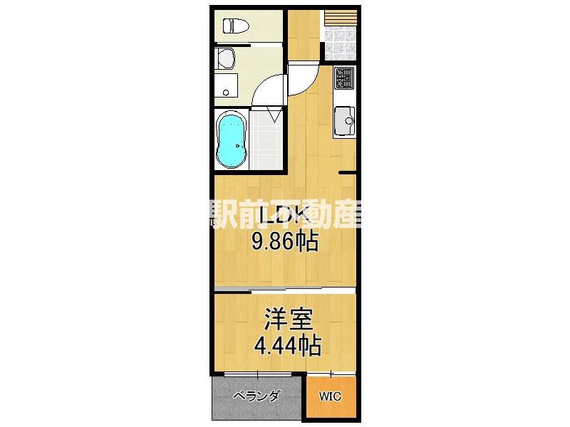八女市蒲原B棟(1LDK/1階)の間取り写真
