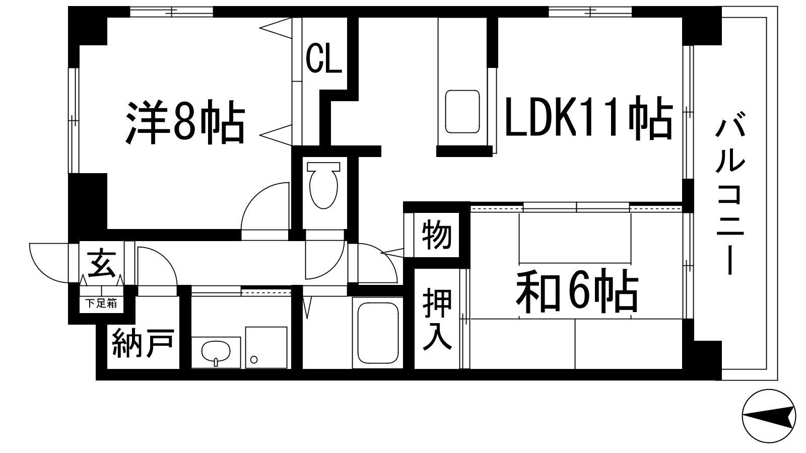 クレコート石橋(2SLDK/1階)の間取り写真
