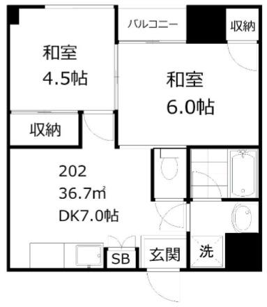 メゾンスヤマ(2DK/3階)の間取り写真