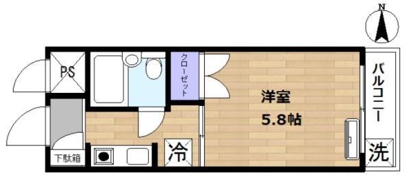 ハイタウン川崎(1K/3階)の間取り写真