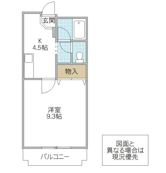 トワメゾン水戸C棟(1K/4階)の間取り写真