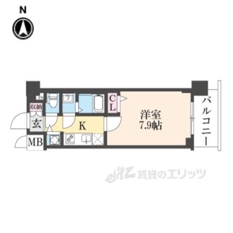 ファステート京都洛南エリーゼ(1K/3階)の間取り写真
