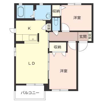 アイランド菅野A棟(2LDK/2階)の間取り写真