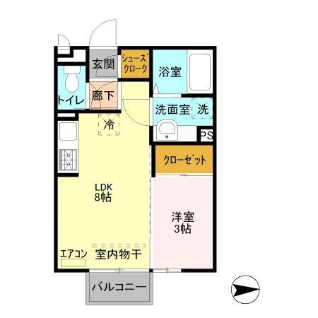 レネット(1LDK/2階)の間取り写真