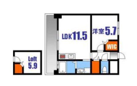 アヴェニール荒神(1LDK/5階)の間取り写真