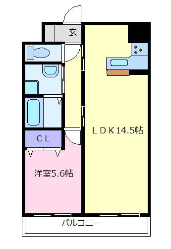 アモール(1LDK/3階)の間取り写真