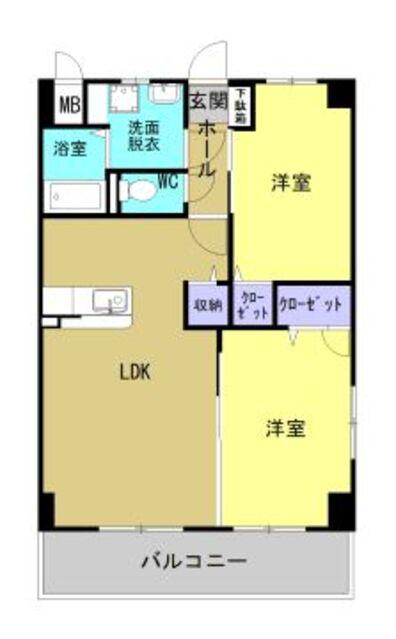 ティースタイルクラシキ(2LDK/6階)の間取り写真