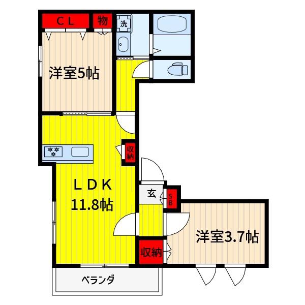 MAISON DE SOIE(2LDK/3階)の間取り写真